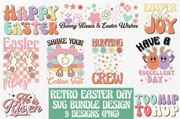 Retro Easter SVG PNG Bundle for Creative Crafts and Graphics